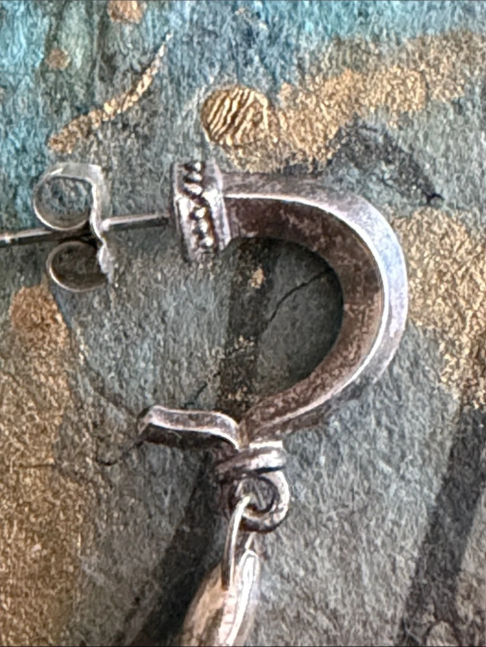 Sterling silver blown glass black and white like a swizzle stick post style